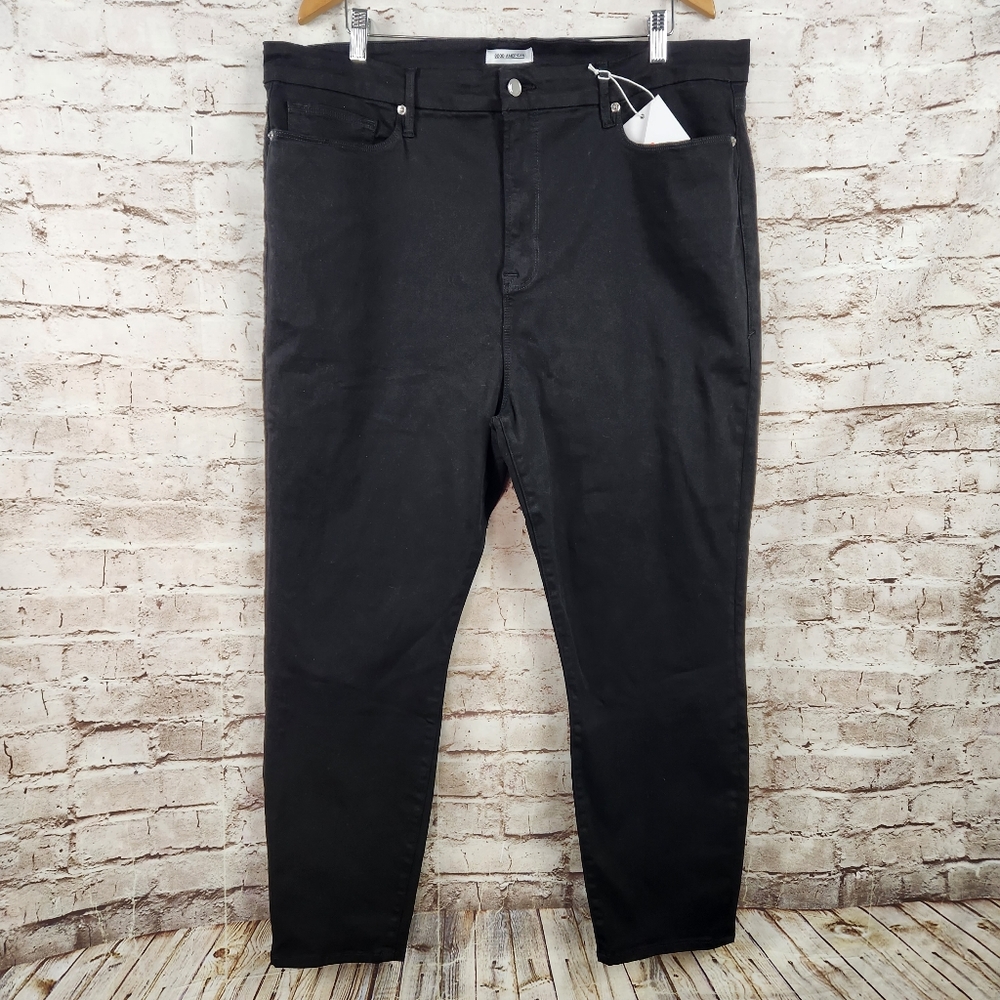 Good American Good Legs Crop Skinny Jeans Black Size 24W